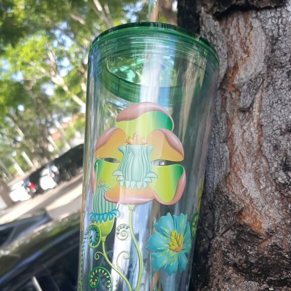 Starbucks Summer 2025 Printed Floral Clear Acrylic Venti 24oz Tumbler Cup - Excl - Picture 7 of 8